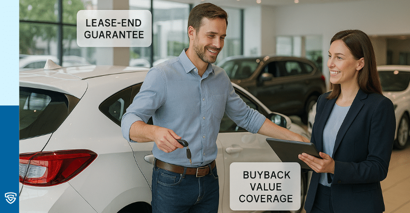 Collage showing auto OEM lease returns, equipment lender fleet protection, consumer tech leasing, and captive finance RVG integration